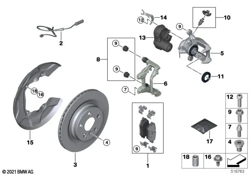 Kit di riparazione della guida del cavo sinistro per BMW Serie 2 U06, X1 U11, U12 (OEM 34208837119). BMW originale