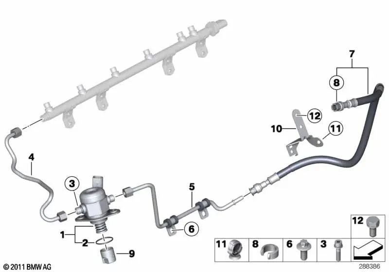 Hochdruckrohr für BMW 1 E82 -Serie, E88, F20, F21, Serie 2 F22, F23, F87, Serie 3 E92N, E93N, F30, F31, Serie 4 F32, F33, Serie 5 F07, F10, F11, Serie 6 F06 , F12, F13, 7 F01N -Serie, F02N, X1, X3, X4, X5, X6 (OEM 13647604405). Original BMW