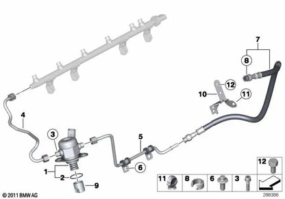 Hochdruckrohr für BMW 1 E82 -Serie, E88, F20, F21, Serie 2 F22, F23, F87, Serie 3 E92N, E93N, F30, F31, Serie 4 F32, F33, Serie 5 F07, F10, F11, Serie 6 F06 , F12, F13, 7 F01N -Serie, F02N, X1, X3, X4, X5, X6 (OEM 13647604405). Original BMW