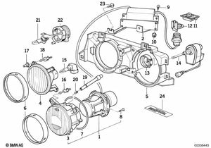 Cristal de dispersión derecho OEM 63128356534 para BMW Serie 7 E32 730i, 730iL, 740i, 740iL, 750i, 750iL. Original BMW.