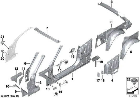Left outer A-pillar for BMW 4 Series (G23, G83) (OEM 41009852089). Original BMW.