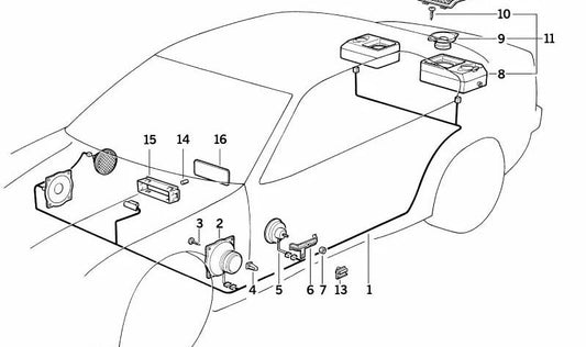Alto -falante traseiro direito da BMW 3 E36 Series (OEM 65138359456). BMW original