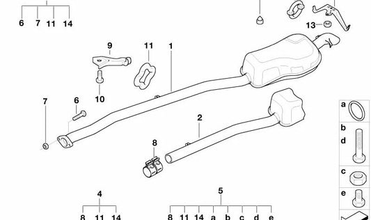 Abgasanlage -Unterstützung für BMW 3 E36 -Serie (OEM 51718151075). Original BMW