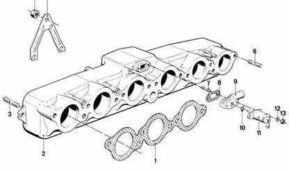 Junta de admisión sin asbesto OEM 11611730744 para BMW E12, E23, E24. Compatible con modelos 528i, 535i, 628CSi con motor M30. Original BMW.