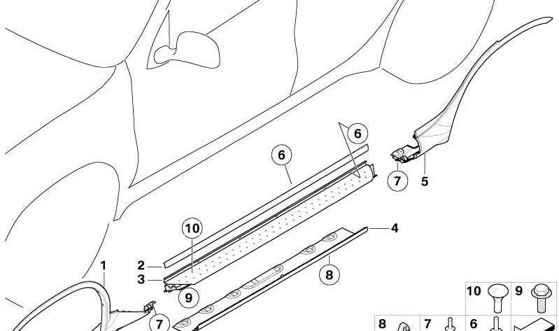 Embellecedor paso de rueda trasero derecho OEM 51718402338 para BMW X5 E53. Original BMW.
