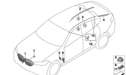 Embellecedor pilar D trasero izquierdo OEM 51137479665 para BMW X6 G06, G06N, F96, F96N. Original BMW.