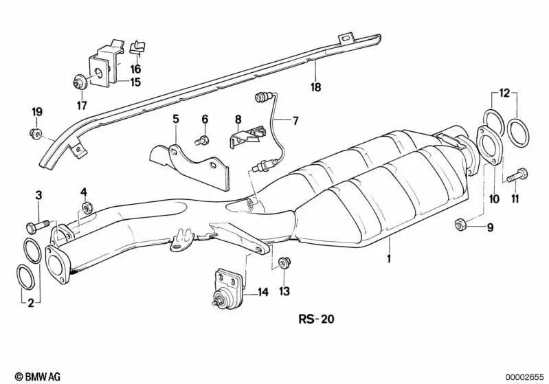 BRIDA pour la série BMW 5 E34, 7 E32 Series (OEM 18111712393). BMW d'origine