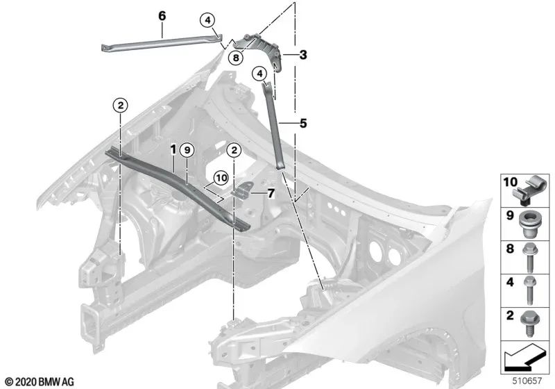 V-Strebe right for BMW X5 E70, F15, F85 and X6 E71, F16, F86 (OEM 51617184940). Genuine BMW