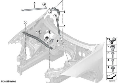 V-Strebe right for BMW X5 E70, F15, F85 and X6 E71, F16, F86 (OEM 51617184940). Genuine BMW