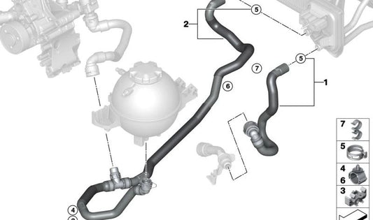 Coolant Hose OEM 64216993452 for BMW (Compatible Models: G01, G08, G02). Original BMW.
