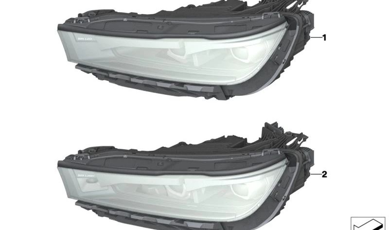 Faro delantero LED izquierdo OEM 63119851801 para BMW I20. Compatible solo con modelos con volante a la izquierda (LHD). Repuesto original BMW.