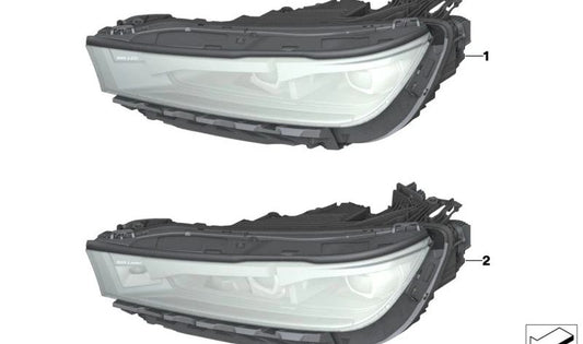 Faro delantero LED izquierdo OEM 63119851801 para BMW I20. Compatible solo con modelos con volante a la izquierda (LHD). Repuesto original BMW.