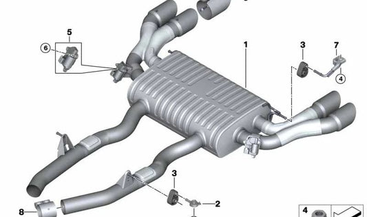Silenciador com válvula de escape para BMW X4 F98, F98N (OEM 18308093533). BMW original