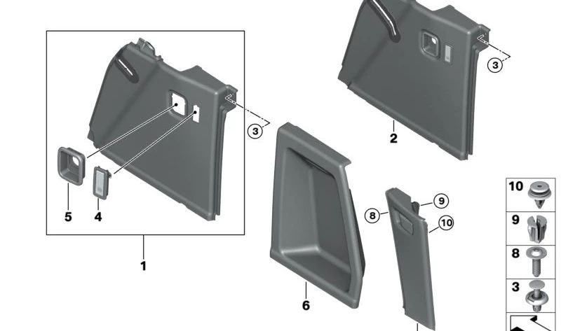 Cubierta D-Pilar inferior derecha para BMW X3 F97, G01, G08 (OEM 51477446104). Original BMW