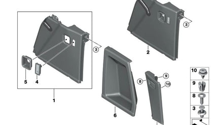 Gancho multifunción OEM 51477157715 para BMW E91, E61, F07, F11, F90, G30, G32, E83, G01, G08, E70, E71, E72. Pieza original BMW. Ideal para sujetar objetos en el maletero.