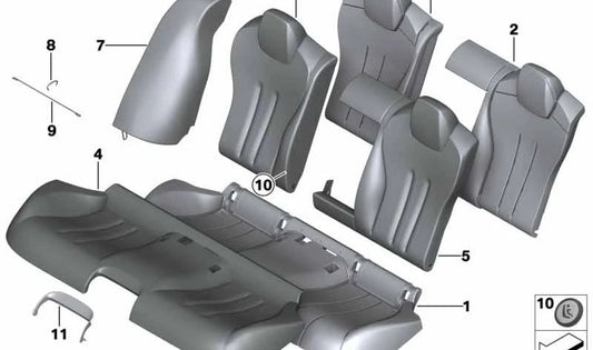 Panel lateral izquierdo en cuero OEM 52208055789 para BMW F06 y F06N. Pieza original BMW. Ideal para reemplazo del lateral del asiento trasero (modelo con tapicería de cuero).
