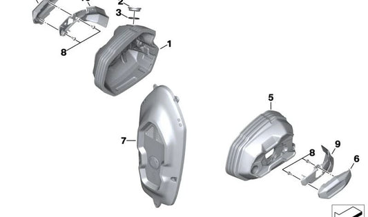 Cubierta para bujías derecha OEM 11129445250 para motos BMW R nineT, R nineT Pure, R nineT Scrambler, R nineT Urban G/S. Original BMW Motorrad.