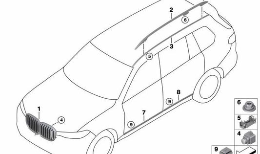 Rechte Dachform OEM 51117416904 für BMW X7 G07 (XDRIVE30D, XDRIVE40D, XDRIVE40I, XDRIVE50I, XDRIVE M50D, XDRIVE M50I). Original BMW.