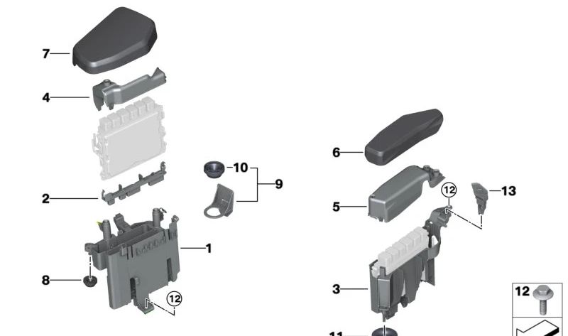Soporte para unidad de control OEM 12908657714 para BMW X5 G05, X5 F95, X6 G06, X6 F96, X7 G07. Original BMW.