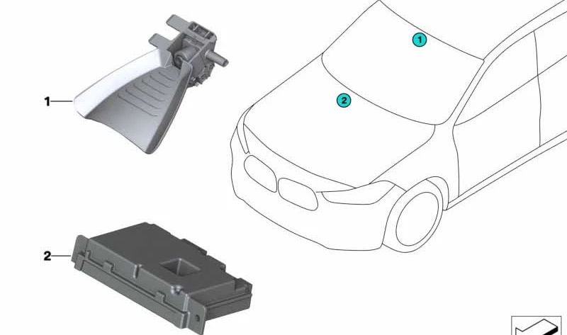 Cámara frontal KaFAS OEM 66519458738 para BMW F39 (X2: M35i, 20d, sDrive16d, sDrive18d). Compatible con modelos con B37, B47, B48. Original BMW.