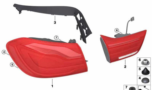 Piloto trasero izquierdo maletero BLACK LINE US OEM 63219491585 para BMW F32, F33, F36, F83. Original BMW.