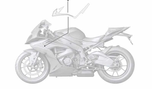 Decoración lateral izquierda OEM 51148537603 para BMW Motorrad S 1000 RR (2010-2014). Original BMW Motorrad.