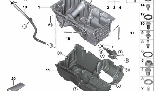 Tapa de cierre OEM 11148578604 para BMW F25, F15, G01, G02. Original BMW.
