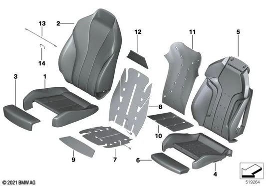 Base de encosto de assento aquecida para BMW G80, G81, G82, G83, F91, F92, F93, G14, G15, G16, F97, F98 (OEM 52108072076). BMW original
