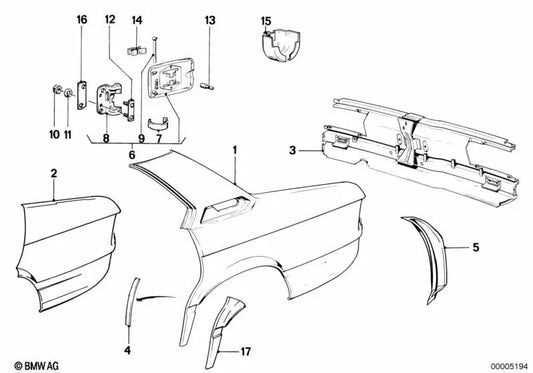 Finitura del corpo per la serie BMW 5 E12 (OEM 41341862359). BMW originale.