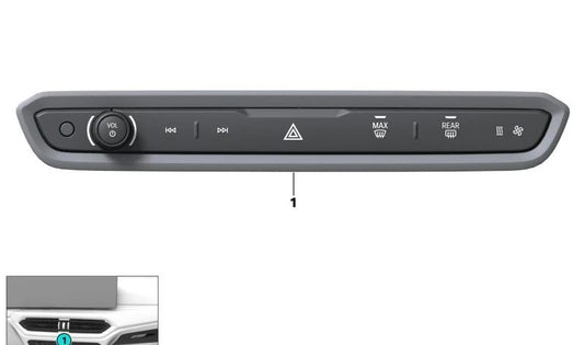 Unidad de control para audio y climatizador OEM 61315A3F6C8 para BMW F20, F21, F22, F23, F30, F31, F32, F33, F34, F35, F36. Original BMW.