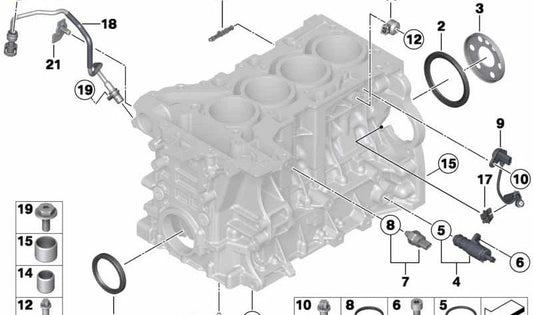 OEM closing cap 11117619628 for BMW F20, F21, F22, F23, F30, F31, F34, F32, F33, F36, F07, F10, F11, E84, F25, F26, F15, F16, E89. Original BMW.