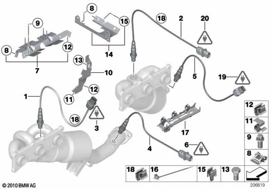 Suporte BMW 1 E81, E82, E87N, E88 Série 3 E90, E90N, E91, E91N, E92, E92N, E93, E93N X1 E84 (OEM 11787556835). BMW original