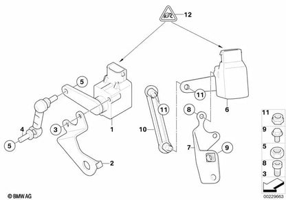 Soporte sensor de posición (derecha) para BMW X3 E83, E83N (OEM 37143404752). Original BMW.