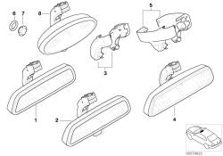 Retrovisor interior manual con LED OEM 51168189315 para BMW Serie 3 E46, Serie 5 E39. Original BMW.