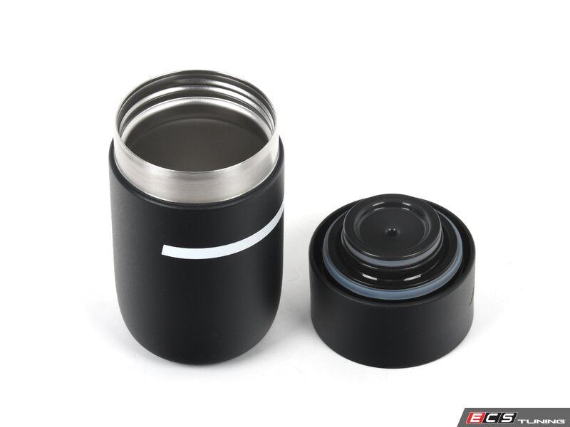 Tazza da viaggio MINI JCW nera/rossa (300 ml) con coperchio press-to-drink OEM 80285B54F35. MINI originale.