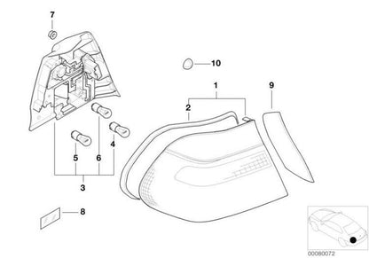 Cubre Adorno Goma Piloto Trasero Para Bmw Coupé E46. Original Recambios