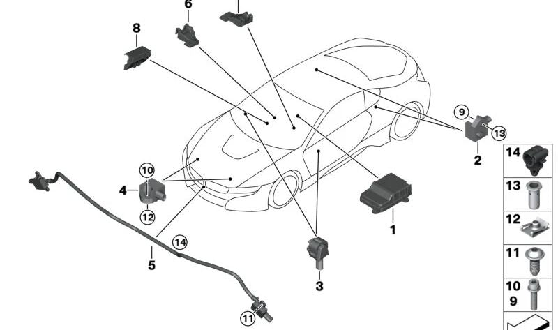 Sensor desconexión HV OEM 65765A2A070 para BMW i12, i12N, i15. Componente original del sistema eléctrico de alta tensión. Recambio original BMW.