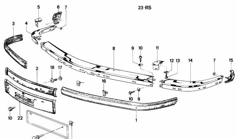 Parachoques delantero izquierdo imprimado OEM 51111959655 para BMW E23. Recambio original BMW.