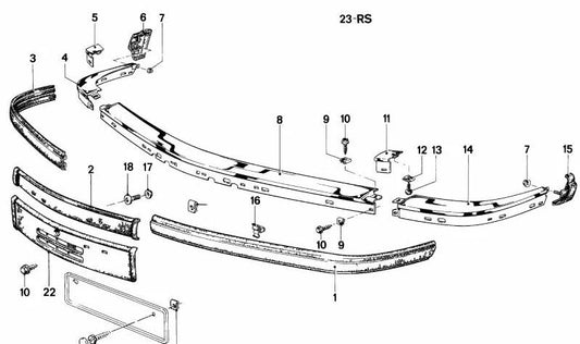 Parachoques delantero izquierdo imprimado OEM 51111959655 para BMW E23. Recambio original BMW.