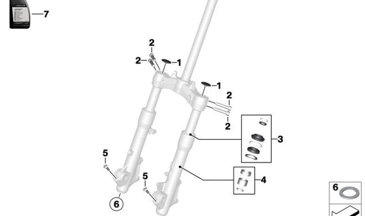 Juego de casquillos OEM 31428406732 para BMW Motorrad C 400 GT y C 400 X (CK08, CK09, 0S01, 0S03, 0S11). Original BMW Motorrad.