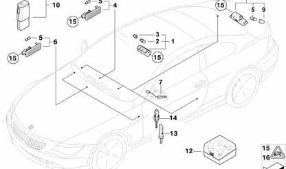 Luz de lectura interior delantera OEM 63316962010 para BMW E63, E64. Original BMW.