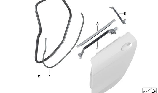 OEM Embellisher esterno 51357483138 per la porta di destra BMW F44 (216d, 216i, 218d, 218i). Compatibile con i modelli realizzati tra il 2019 e il 2024. BMW originale.