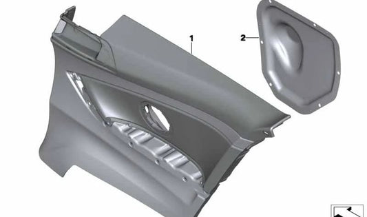 Panel lateral trasero izquierdo en cuero OEM 51437389681 color marrón saddle para BMW F32, F32N. Revestimiento interior original BMW.