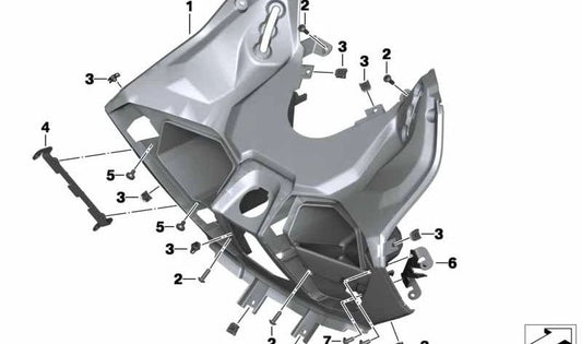 Carcasa protectora frontal (Beinschild) OEM 46638534616 para BMW Motorrad C 600 Sport (CK18) fabricado entre 2011 y 2015. Original BMW Motorrad.