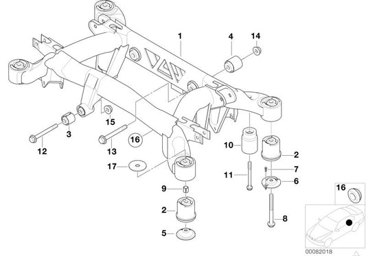 Tope delantero suspensión trasera OEM 33311090844 para BMW Serie 7 E38 (todos los modelos compatibles). Pieza original BMW.