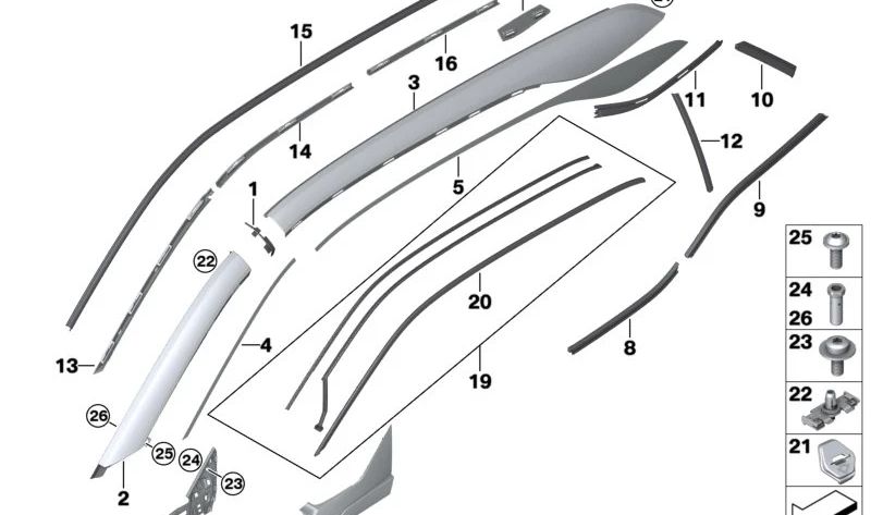 Guía interior pilar A izquierdo OEM 51447296783 para BMW i3 (I01, I01N). Pieza original BMW.