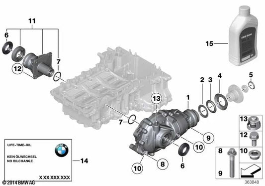 Diferencial do eixo dianteiro OEM 31507648883 para BMW Série 5 G30, Série 7 G11, G12. BMW genuíno.
