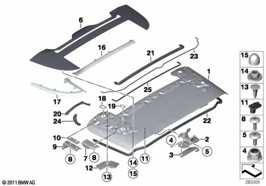 Left washerfangleiste for BMW F12, F12N (OEM 51177279519). Genuine BMW.