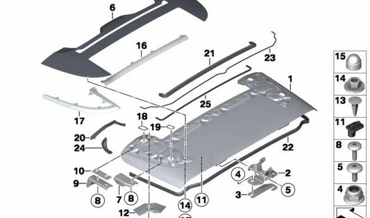 Sealing strip for BMW F12, F12N (OEM 51177284113). Original BMW