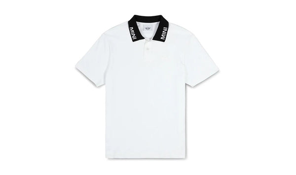 Polo MINI para hombre en blanco y negro OEM 80142454608, disponible en tallas S a 3XL. Original MINI.